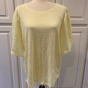 Chico's Yellow Flutter Sleeve Linen Tee